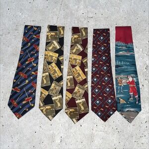 Lot of 5 Mens Golf Themed‎ Ties Neckties Made in USA Novelty Print